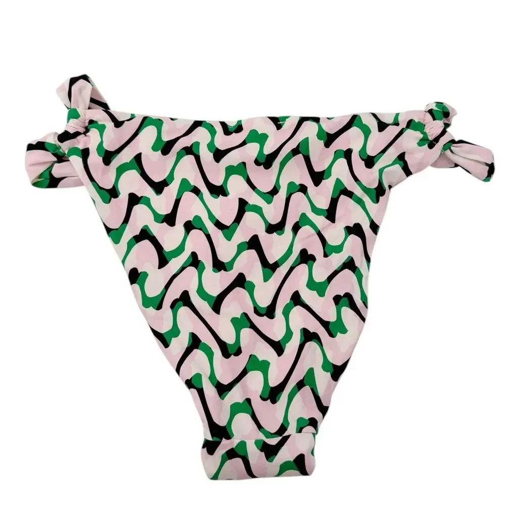 REISS Audrinna Fixed Side Bikini Bottom Size 10 NEW Pink Green $110